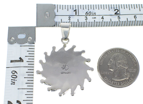 Turquoise Needlepoint Sterling Silver Southwestern Pendant AX51110